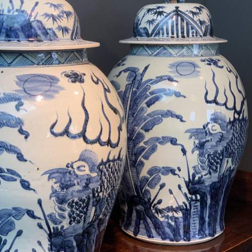 Pair of Early 20th Century Chinese Heavy Temple Jars image-2