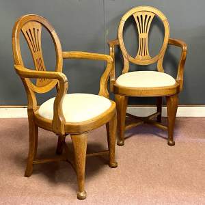 Pair of Oak Ships Salon Chairs