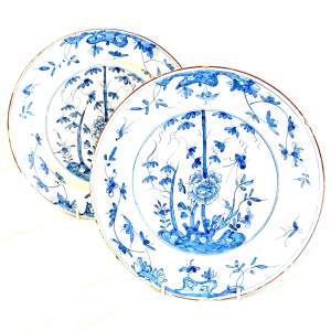 Pair of 18th Century English Tin Glazed Plates