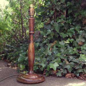 Antique 1920s Vintage Turned Oak Table Lamp