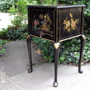 Chinoiserie Antique 20th Century Black Decorative Sewing Table