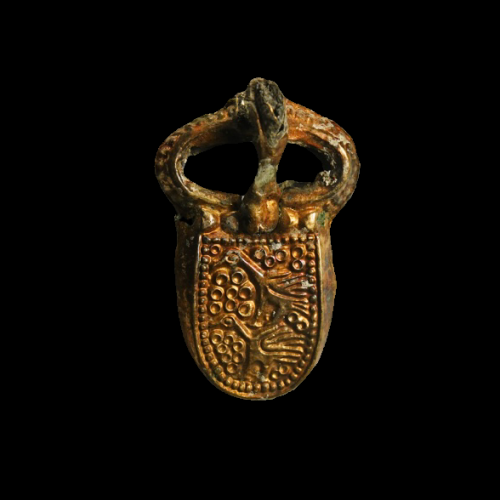 Byzantine Gilt Silver Buckle with Birds  7th-9th century A.D image-1