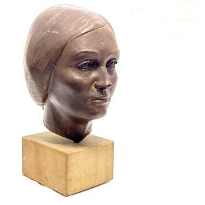 Stylish Brutalist Bauhaus style Bronzed Female Head