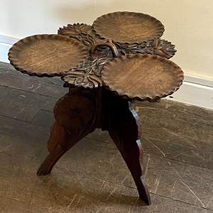 Early 20th Century Kashmir Profusely Carved Walnut Table