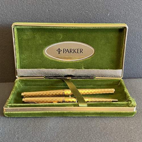 Rare Parker Vendrome Gold Plated Pen Set image-2