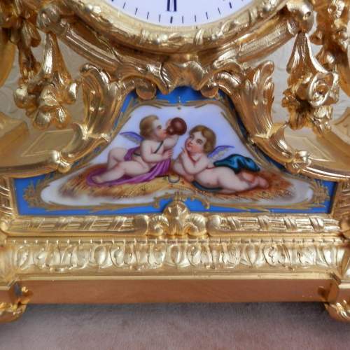 French Gilt Bronze Clock with Porcelain Panels by Vincenti image-4