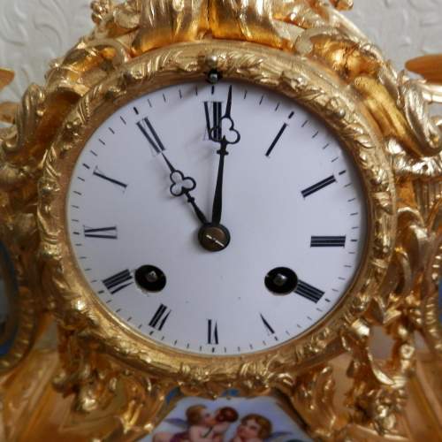 French Gilt Bronze Clock with Porcelain Panels by Vincenti image-5
