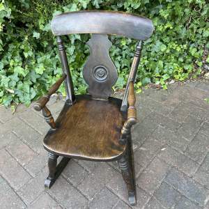 19th Century Windsor Childs Oak Rocking Chair