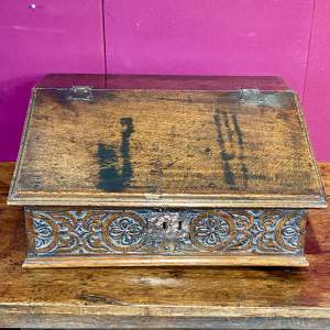 17th Century Charles II Oak Deed Box
