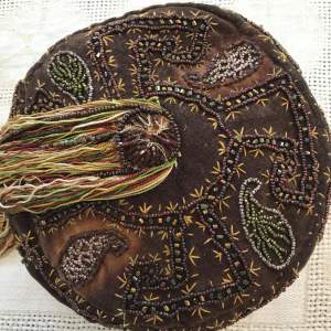 Victorian Hand-embroidered Beaded  Velvet Smoking Hat