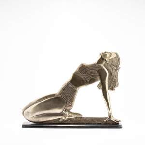 Large Brass Art Deco Figure of a Kneeling Woman