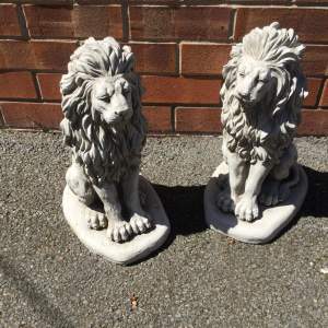 Vintage Pair Lion Garden Ornaments