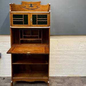 Arts & Crafts Liberty Style Oak Bureau Bookcase