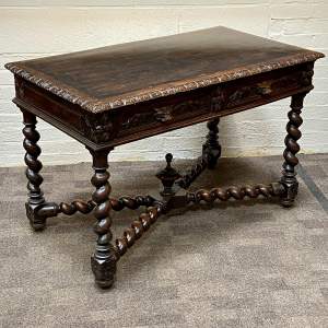 19th Century Heavily Carved Solid Oak Desk