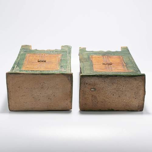Fabulous Pair of Chinese Ming Dynasty Miniature Pottery Wardrobes image-4