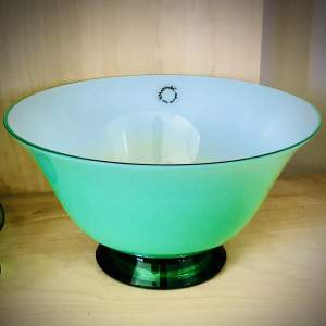 Opaline Jade Emerald Milk Glass Murano Bowl Signed by V Nason