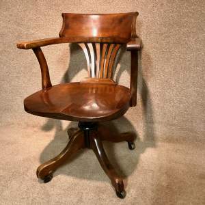 1930s Wood Seat Swivel Office Chair