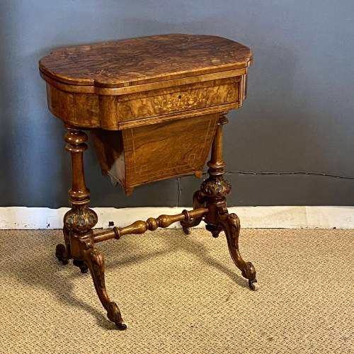Victorian Burr Walnut Games or Work Table image-1