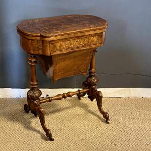 Victorian Burr Walnut Games or Work Table