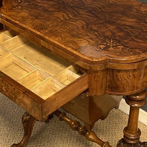 Victorian Burr Walnut Games or Work Table image-3