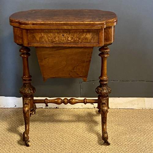 Victorian Burr Walnut Games or Work Table image-2