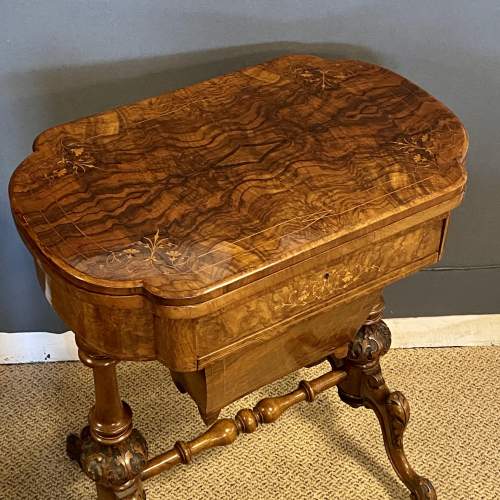 Victorian Burr Walnut Games or Work Table image-5