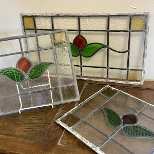 Set of Three Original Stained Glass Windows