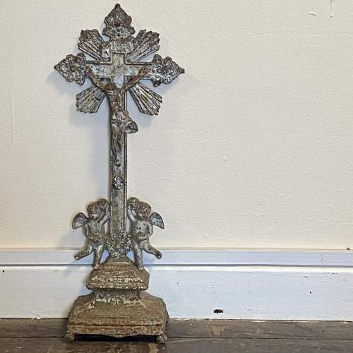 19th Century French Cast Iron Altar Crucifix image-1