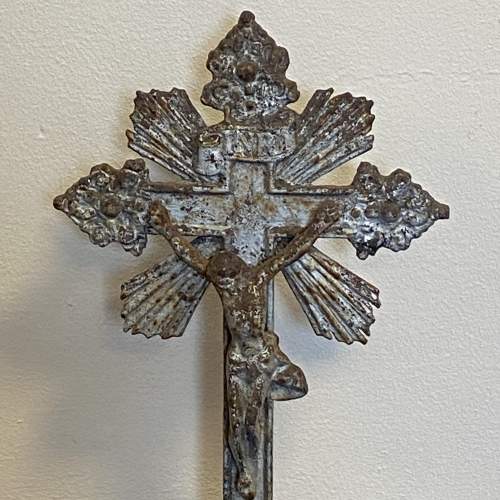 19th Century French Cast Iron Altar Crucifix image-2