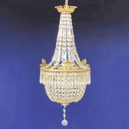 Edwardian Empire-Style Crystal & Cast Brass Chandelier image-1