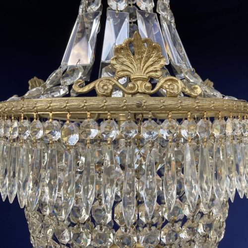Edwardian Empire-Style Crystal & Cast Brass Chandelier image-3