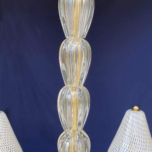 Murano Venetian Glass 5-Branch Chandelier with Latticino Shades image-6