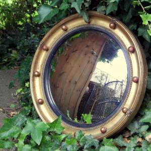 Antique 19th Century Regency Giltwood Convex Wall Mirror