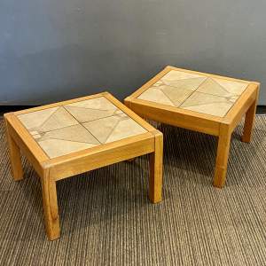 Pair of Mid Century Gangso Mobler Tile Top Side Tables