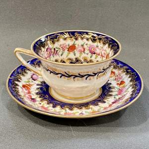 19th Century Coalport Hand Painted Tea Cup and Saucer