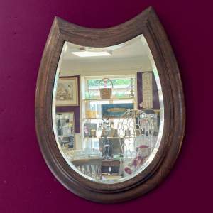 Victorian Oak Horse Shoe Shaped Mirror