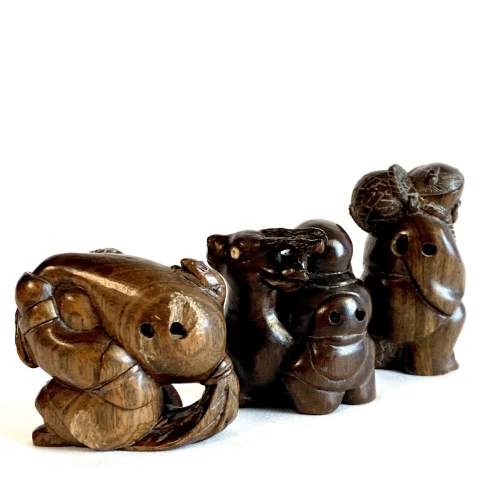 Three Japanese Carved Wooden Netsuke image-5