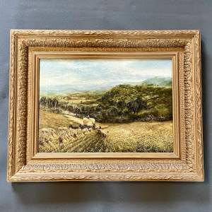 W H Butler Oil on Canvas of a Rural Haymaking Scene