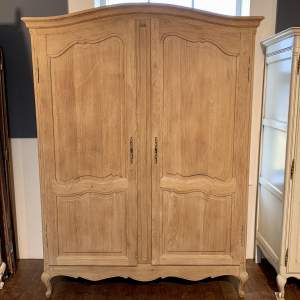 Vintage French Rustic Oak Two Door Armoire Breakdown Wardrobe