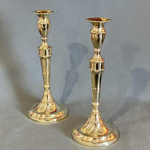 Rare 18th Century Pair of Seamed Brass Candlesticks image-1