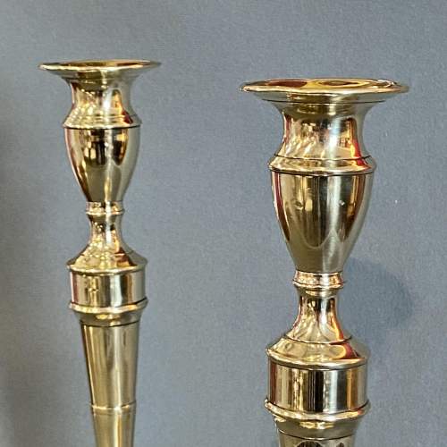 Rare 18th Century Pair of Seamed Brass Candlesticks image-2