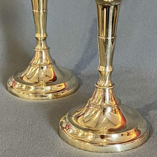 Rare 18th Century Pair of Seamed Brass Candlesticks image-3