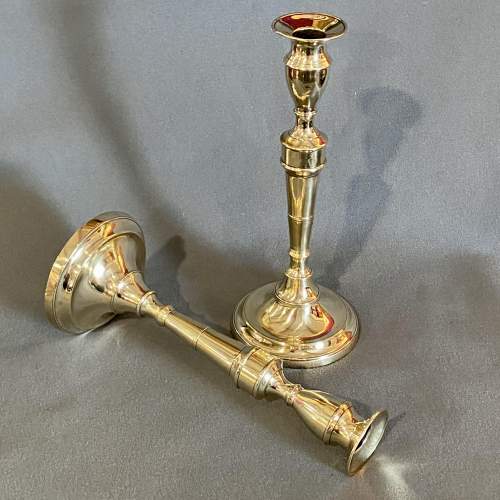 Rare 18th Century Pair of Seamed Brass Candlesticks image-4