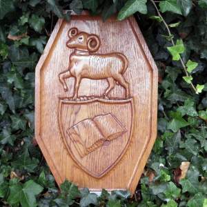 Hand Carved Oak with Silver Plaque Presentation Shield