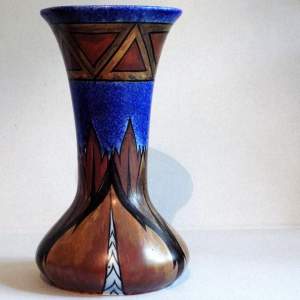 Chameleon Ware 1930s Art Deco Clews Hand Painted Vase