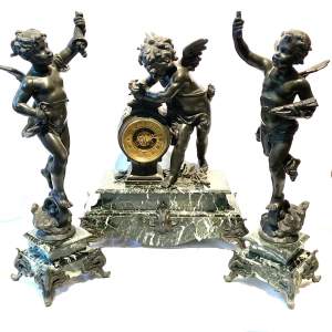 A Monumental Cherub Clock Set In Bronzed Metal Circa 19th Century