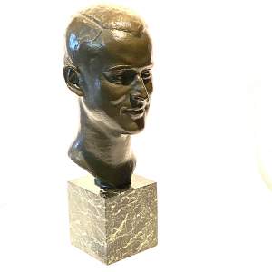 20th Century Signed Bronze Bust of a Man - Pastori Foundry
