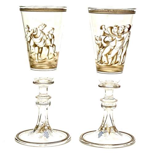 Pair of Unusual Figural Glass Goblets image-1