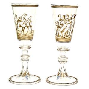 Pair of Unusual Figural Glass Goblets