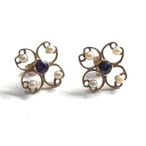Antique Edwardian Amethyst Seed Pearl 9ct Gold Drop Earrings – Mayveda  Jewelry